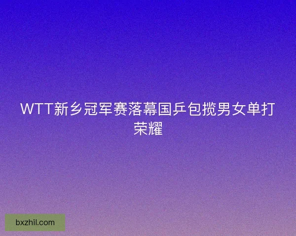 WTT新乡冠军赛落幕国乒包揽男女单打荣耀